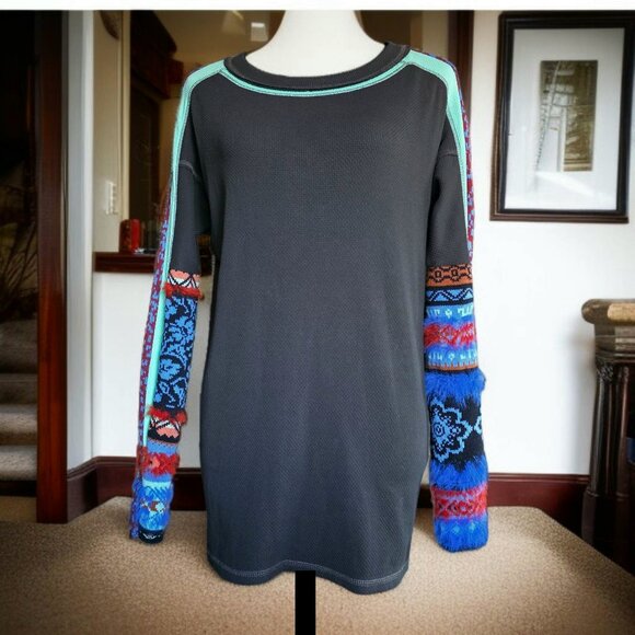 FREE PEOPLE ( XS ) OVERSIZED Relaxed Fit Waffle Knit Fur Sleeves - Picture 4 of 9